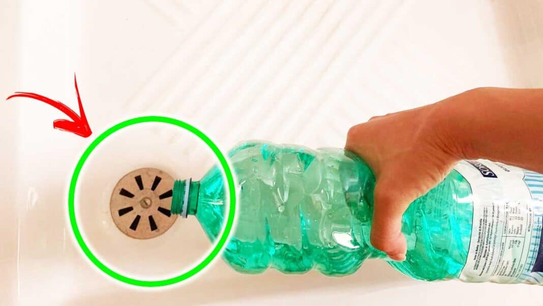 método de limpeza de garrafa de drenagem de chuveiro
