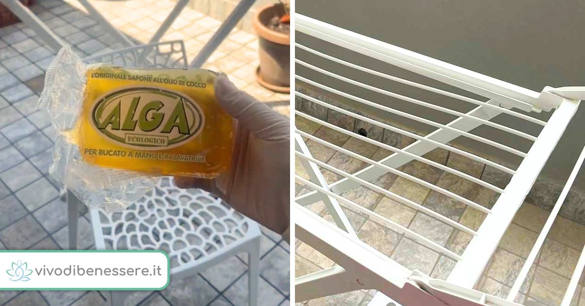 Come pulire lo stendibiancheria e le sedie in resina con il Sapone Alga